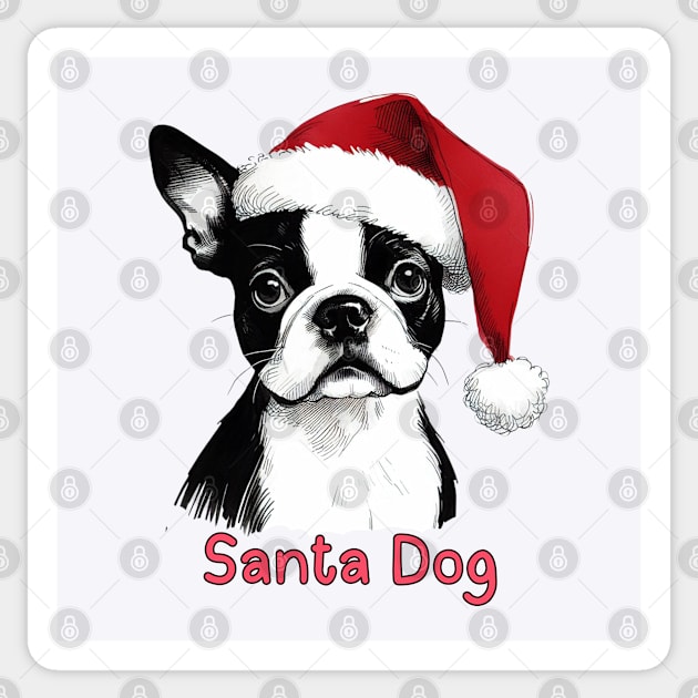 Santa Dog - Boston Terrier Sticker by ZogDog Pro